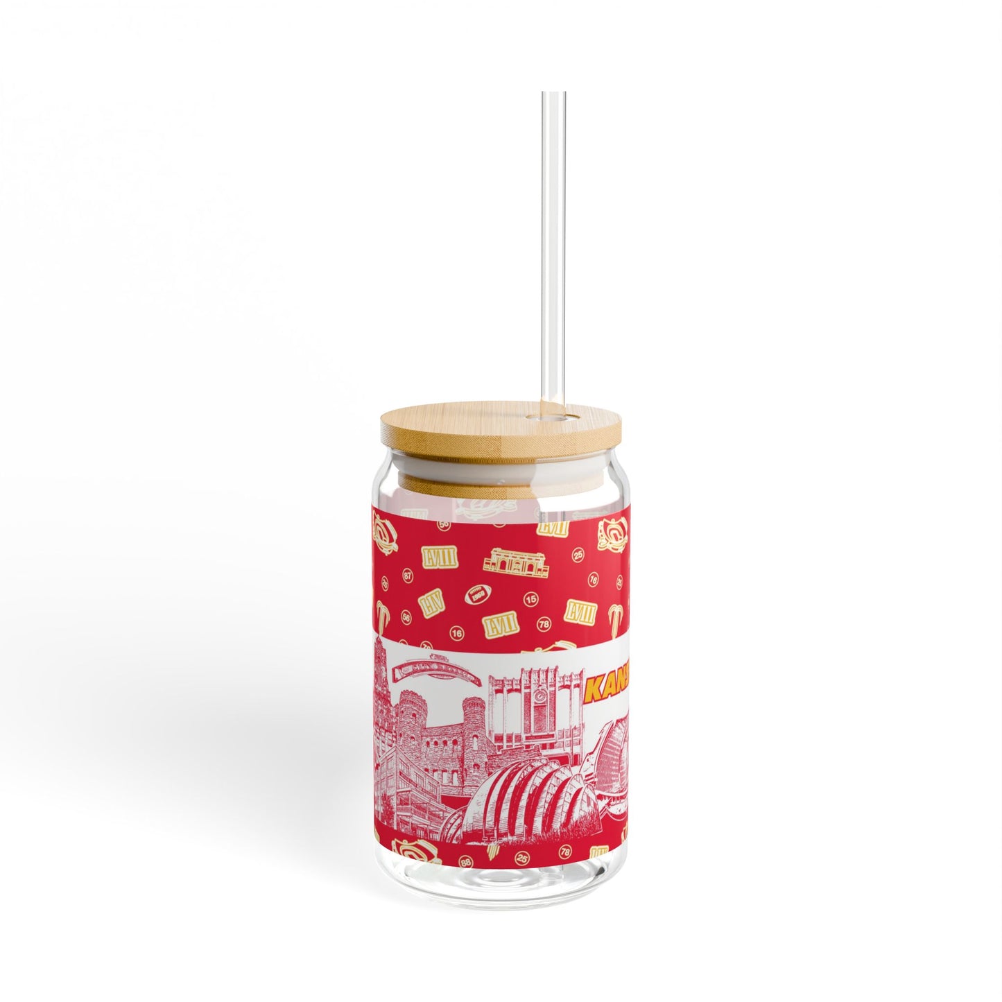 Kansas City glass sipper with straw