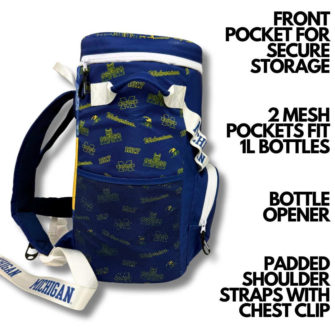Side Features Of University of Michigan Backpack Cooler