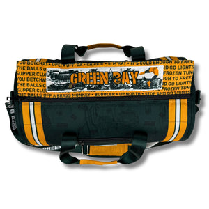 Magnetic-flap-of-Green-Bay-duffle-bag