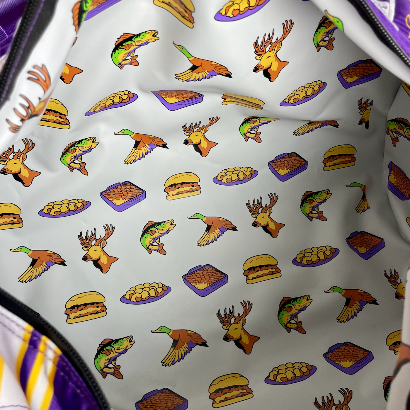 Inside of Minnesota duffle bag
