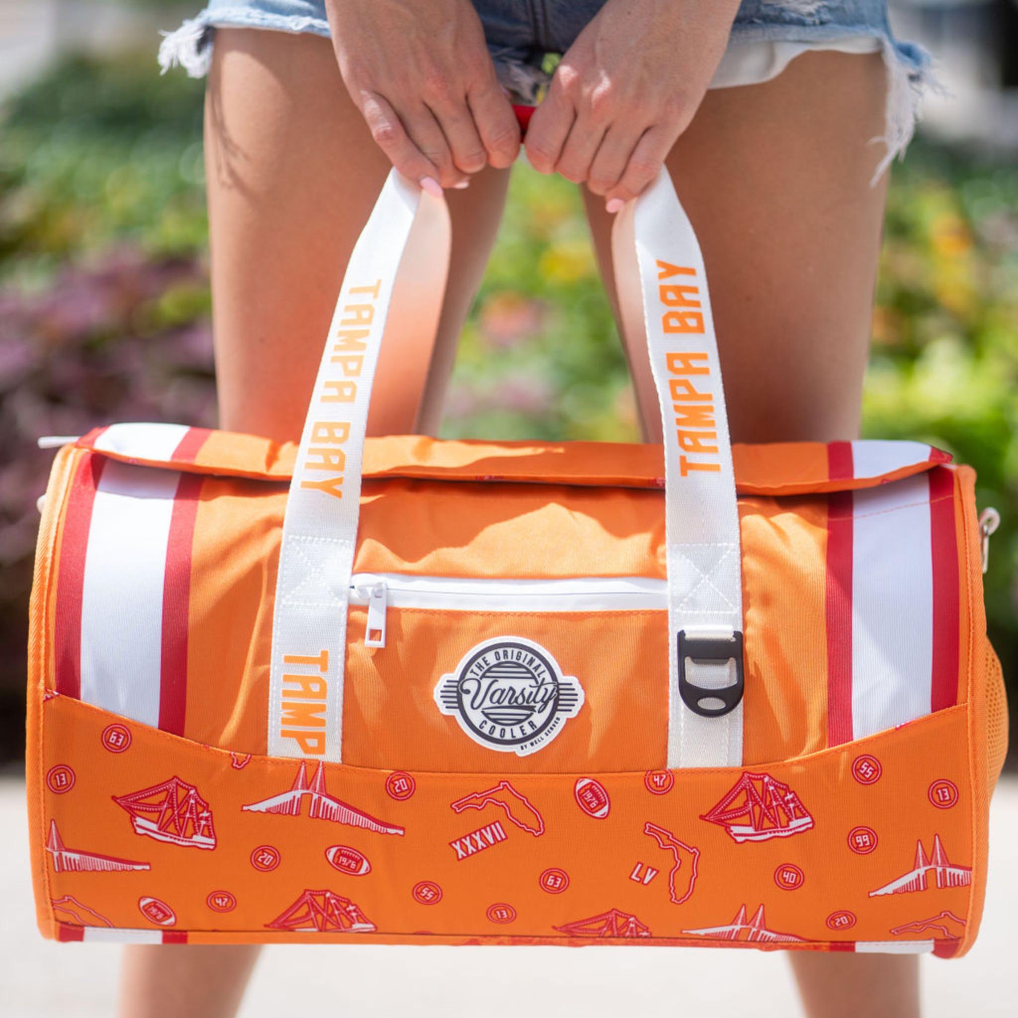 Girl-holding-a-duffle-cooler-bag