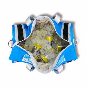 Carolina-Duffle-Cooler-With-cans-and-ice