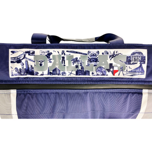 Magnetic-flap-of-duffle-bag-cooler-with-landmarks