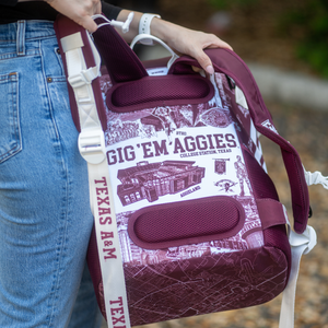 Girl-Holding-Texas-A&M-University-Backpack-Cooler