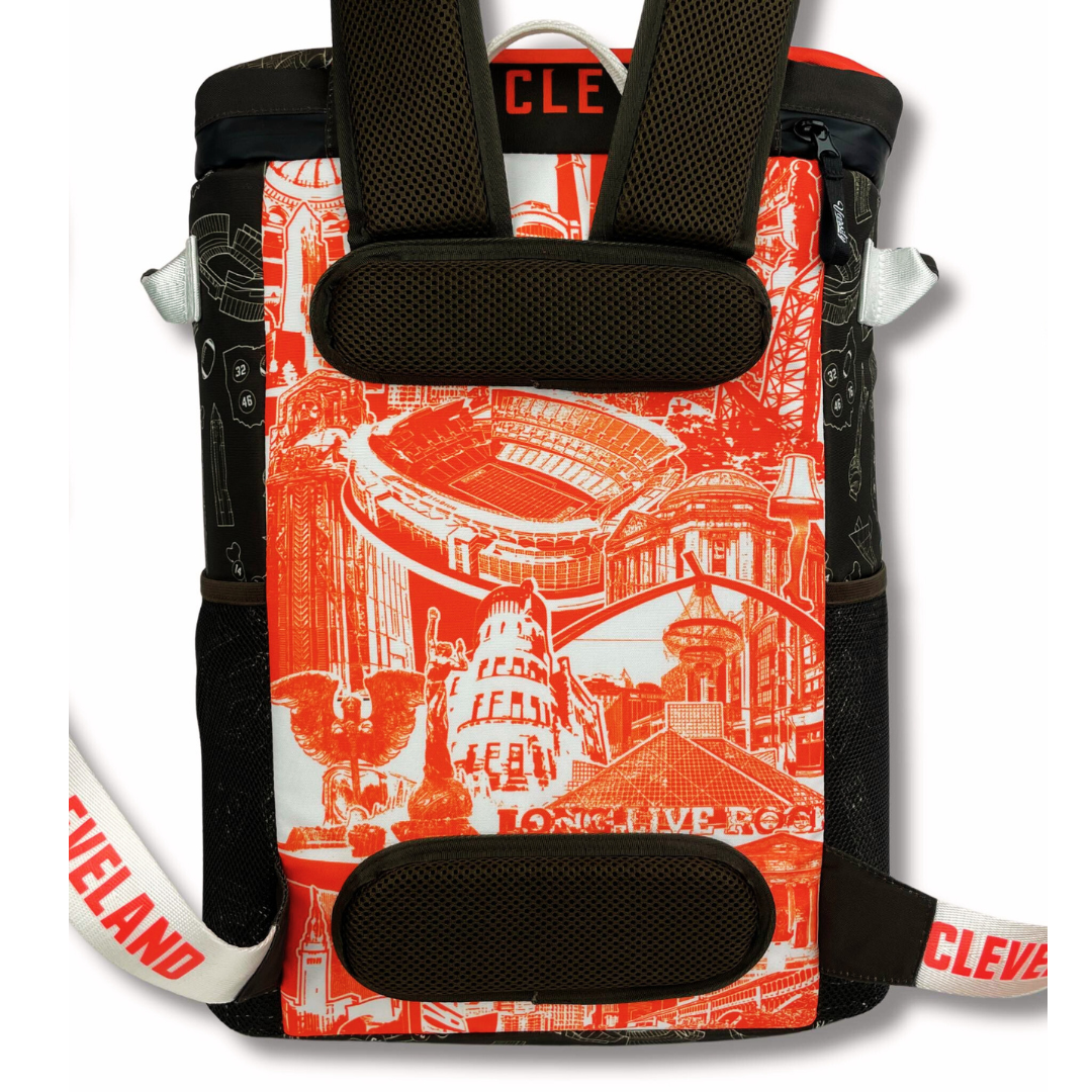 City’s most beloved landmarks on the back of the Cleveland Backpack Cooler