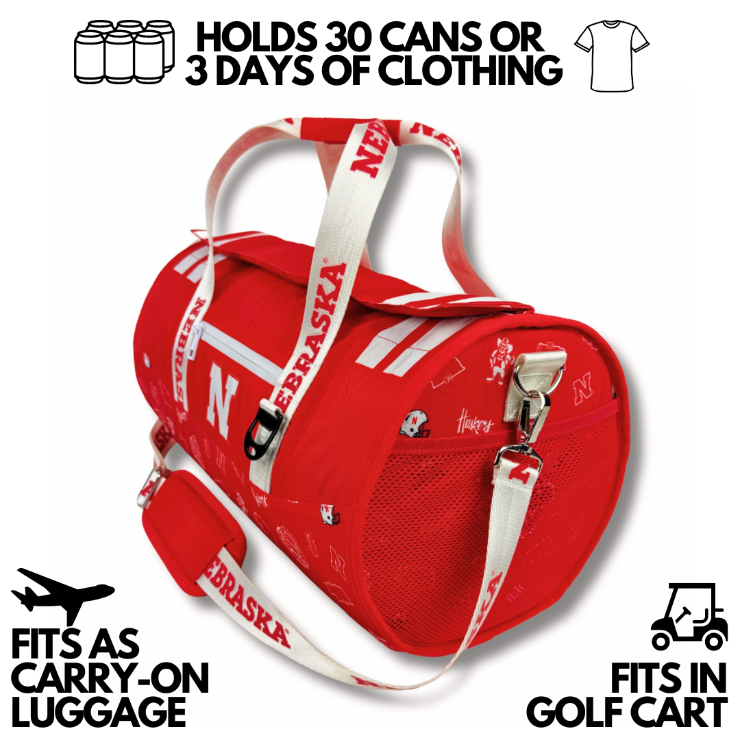 Nebraska Duffel Cooler – 30 Can Insulated Travel Bag – The Varsity Nebraska Duffel Cooler – 30 Can Insulated Travel Bag – The Varsity