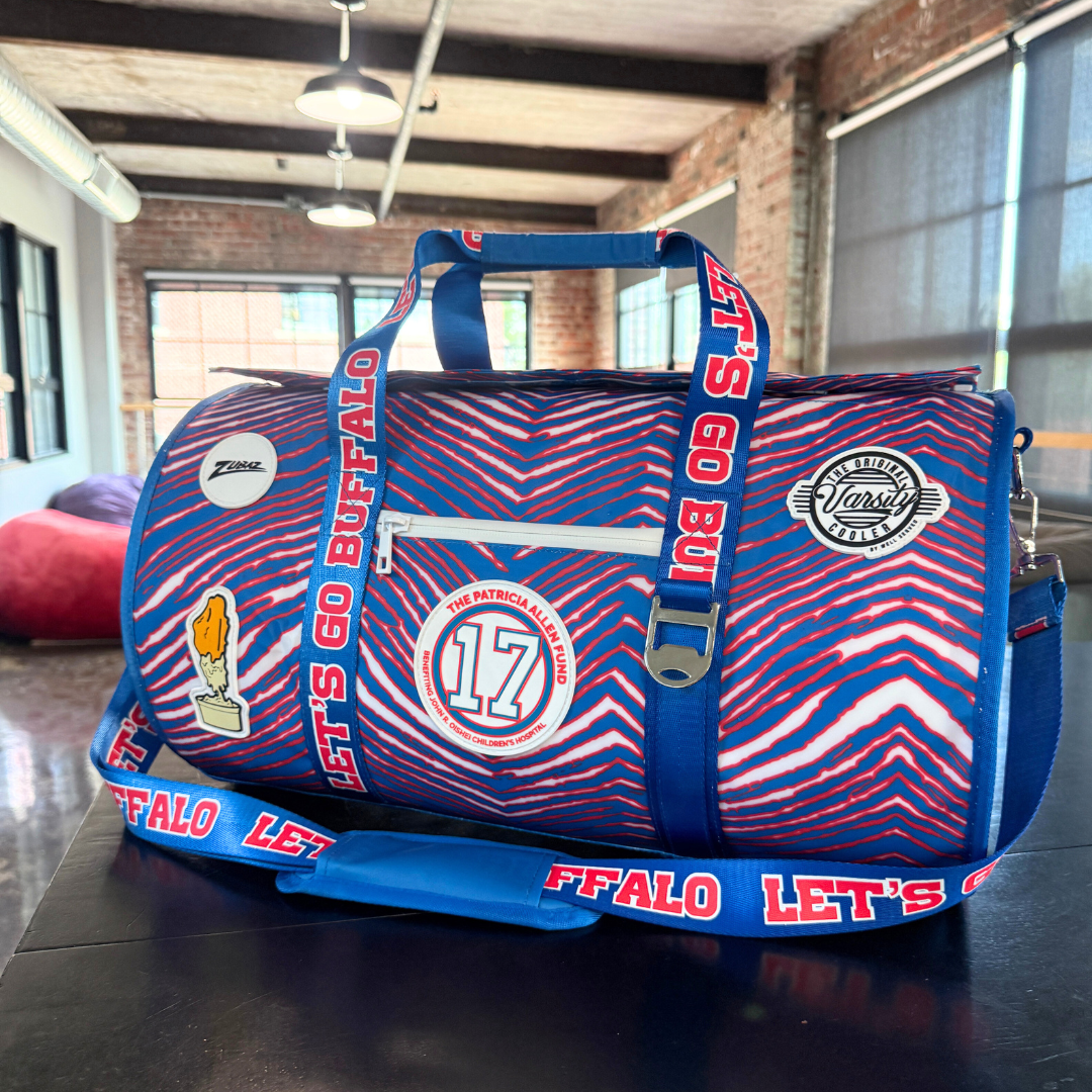 Buffalo Duffel Cooler - Patricia Allen Fund x Zubaz – The Varsity Buffalo Duffel Cooler - Patricia Allen Fund x Zubaz – The Varsity