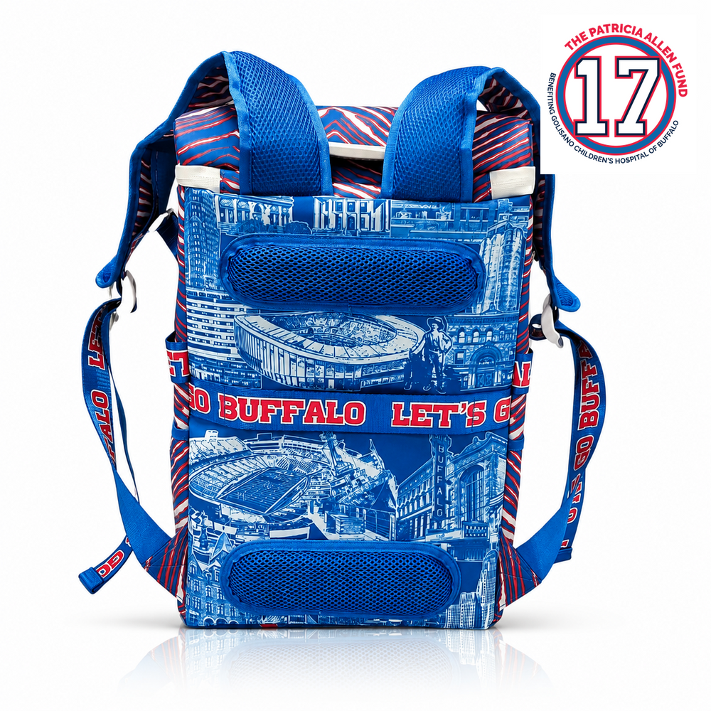 Buffalo landmarks illustrated on the backpack cooler