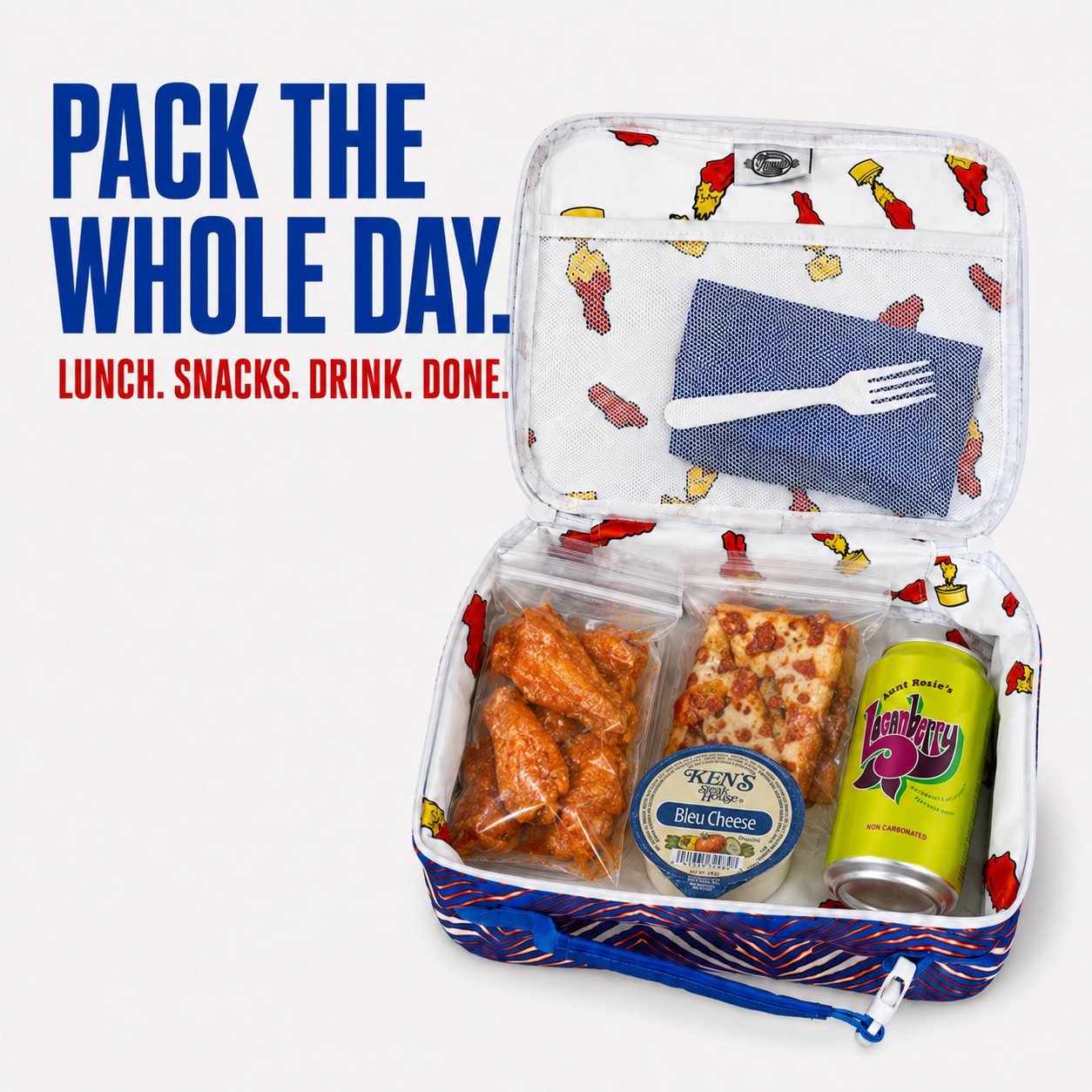 Buffalo-lunchbox-packed-with-wings,-pizza,-bleu-cheese-and-Loganberry