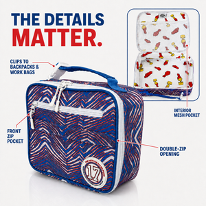 Buffalo-lunchbox-cooler-front-pocket,-buckle-handle-and-double-zippers