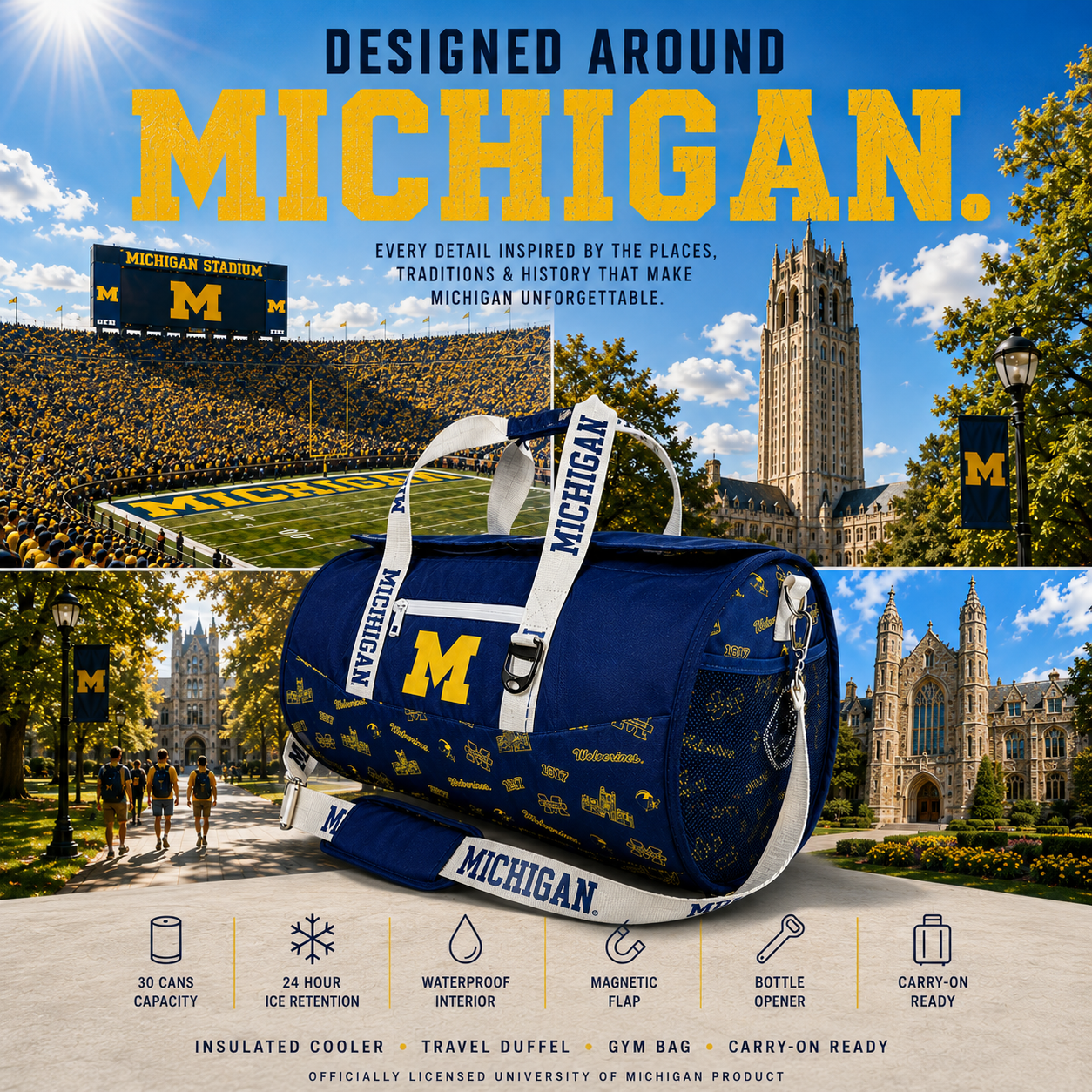 University of Michigan Duffel Cooler