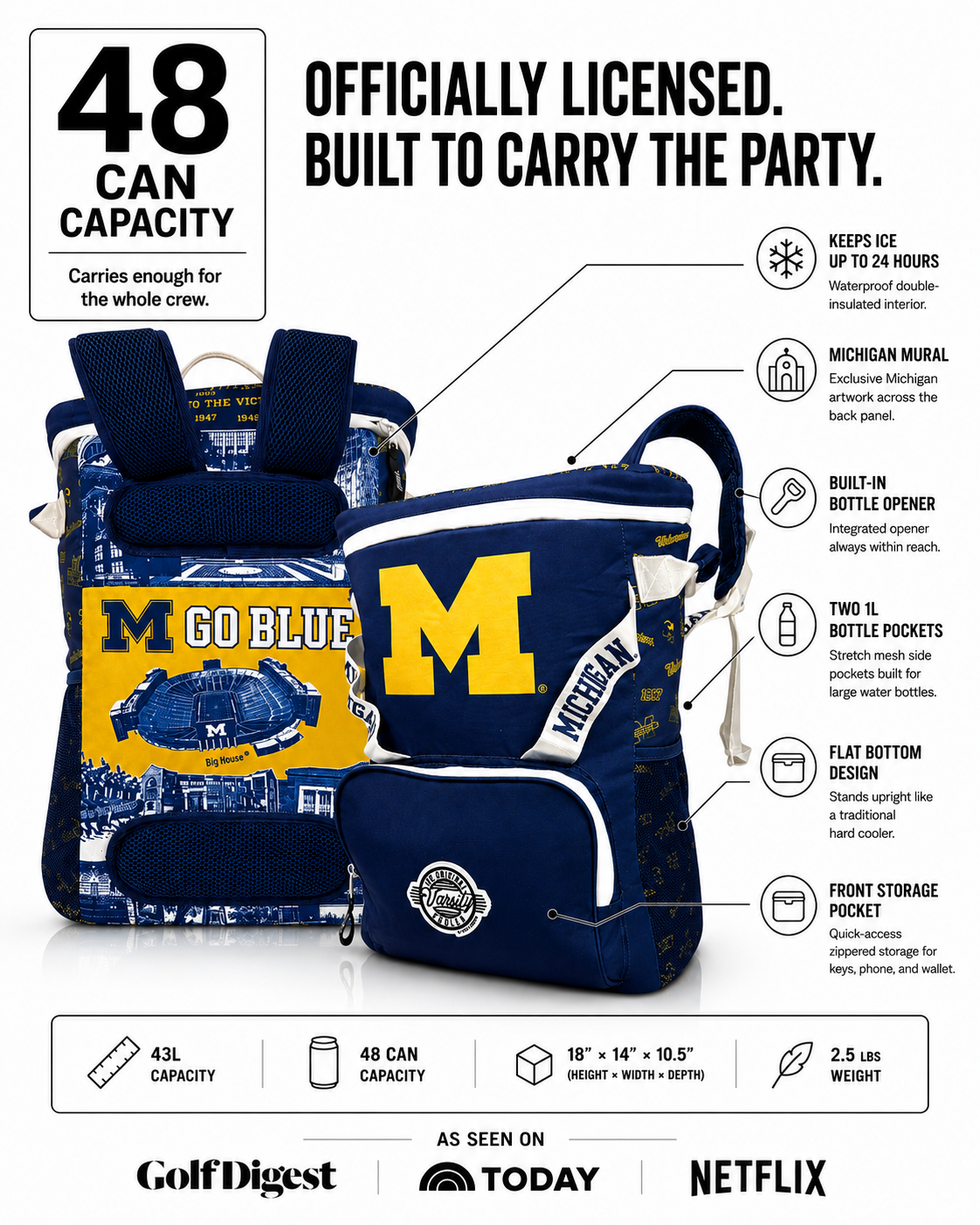 University of Michigan Backpack Cooler