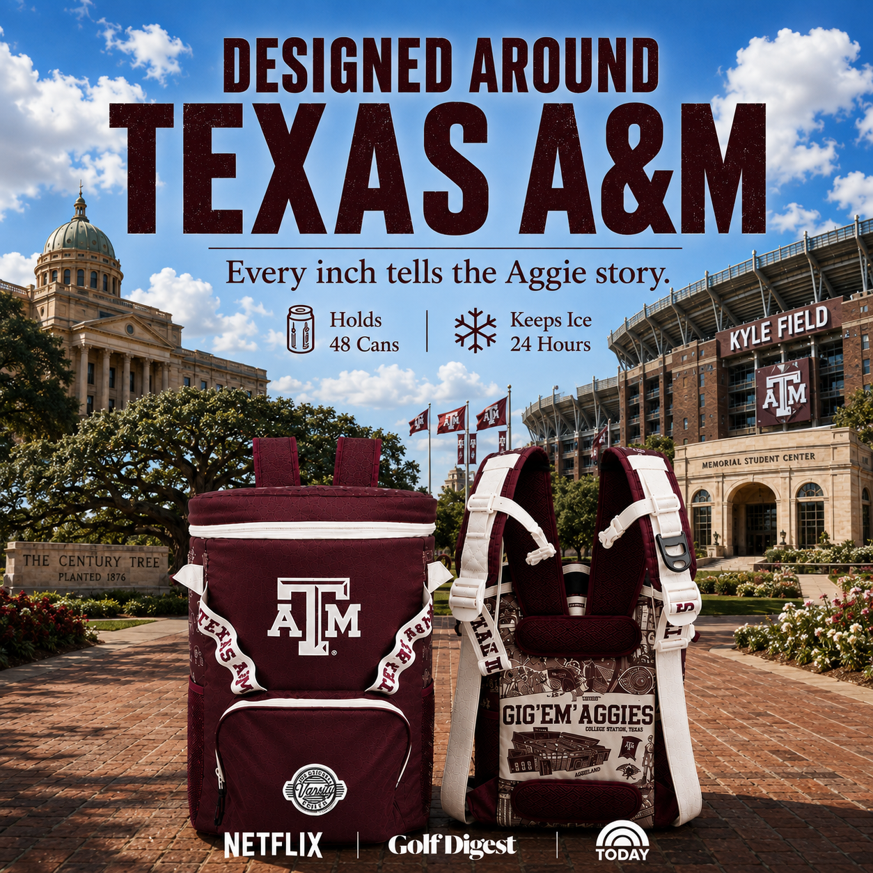 Texas A&M University Backpack Cooler