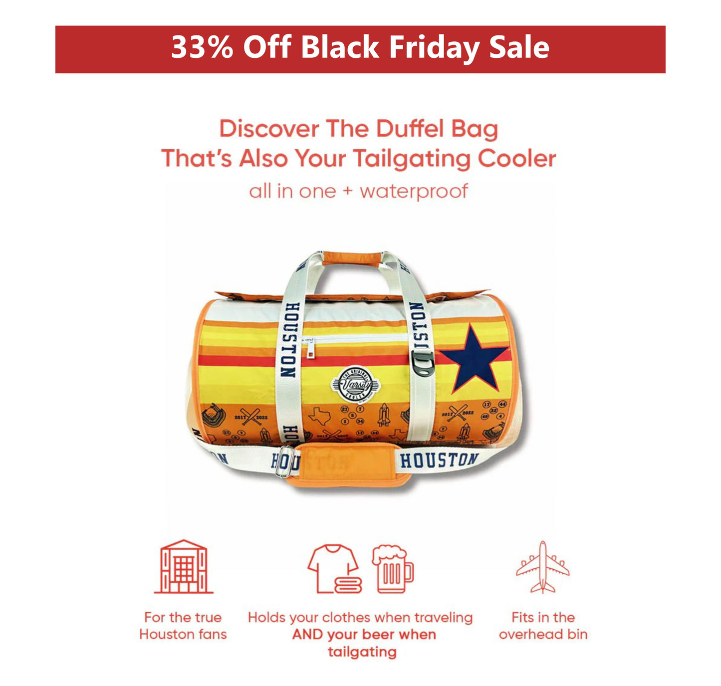 Houston Baseball Duffel Cooler