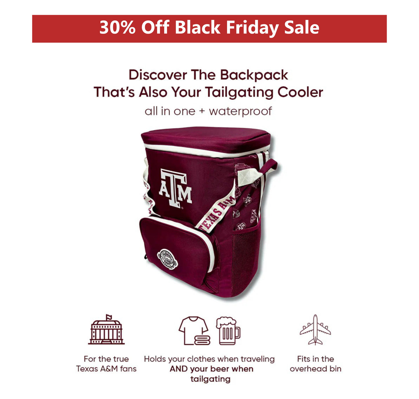 Texas A&M University Backpack Cooler