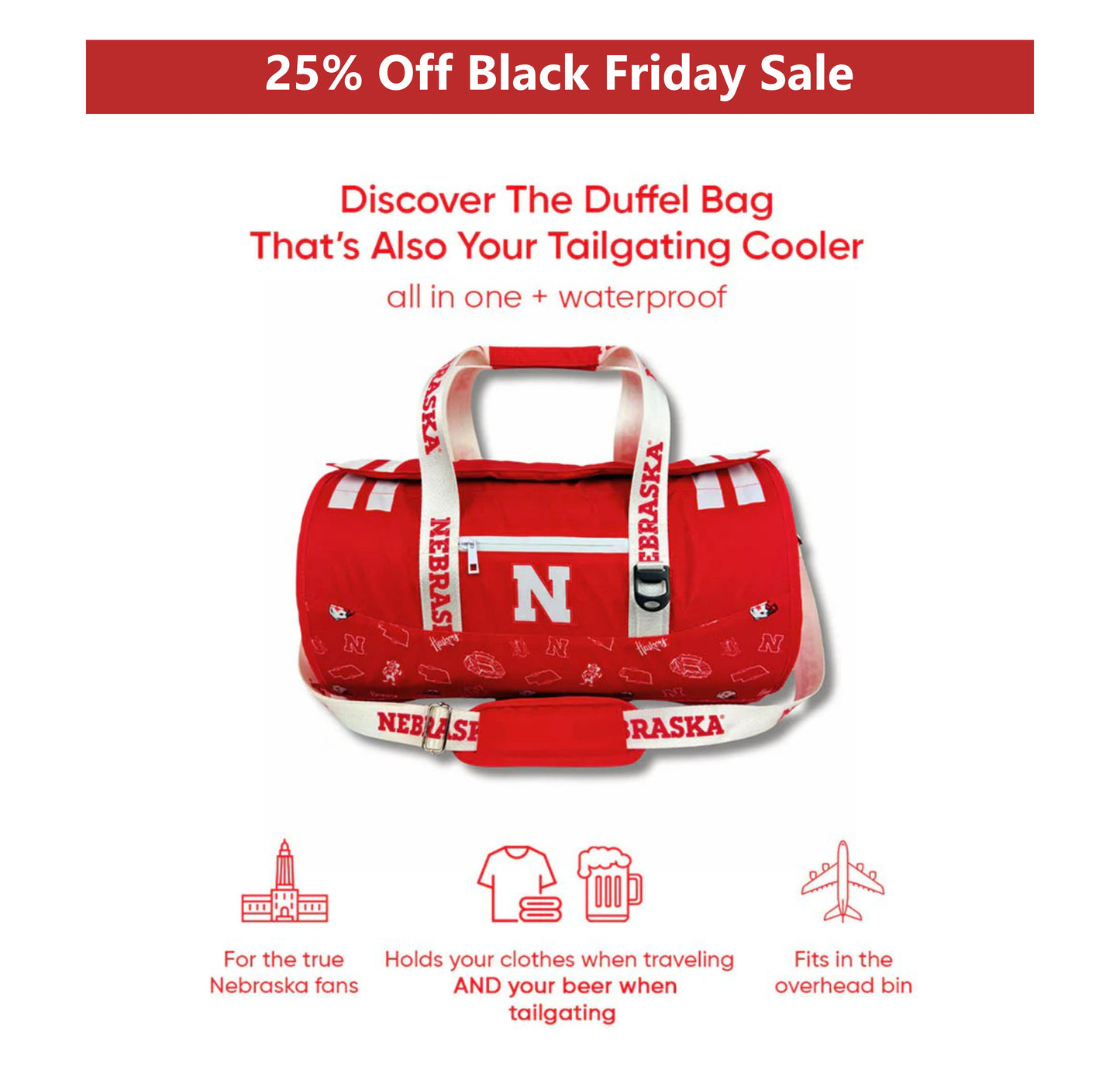 University of Nebraska Duffel Cooler