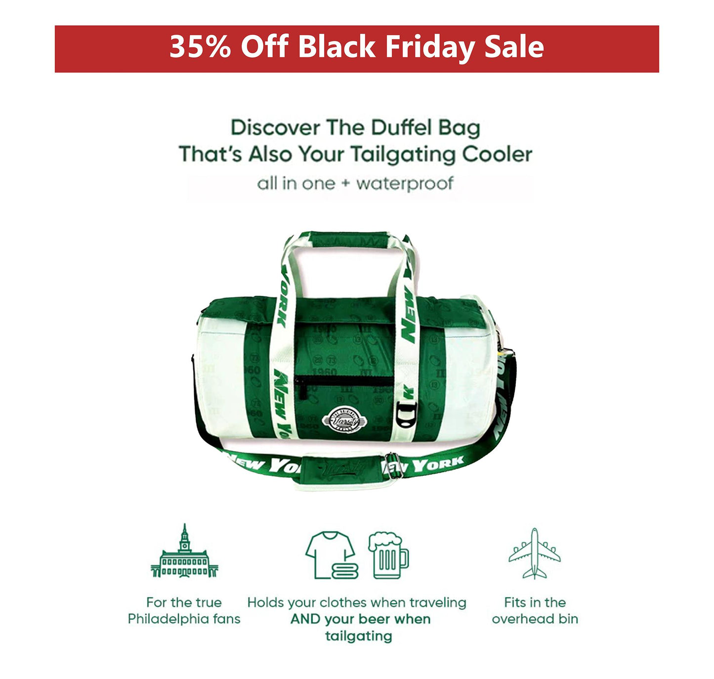 New York Duffel Cooler - Green